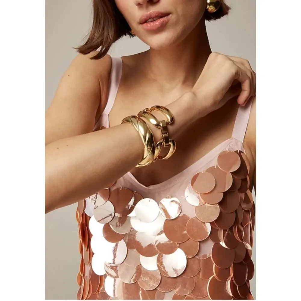 J. Crew Rose Gold Sequin Midi Slip Dress